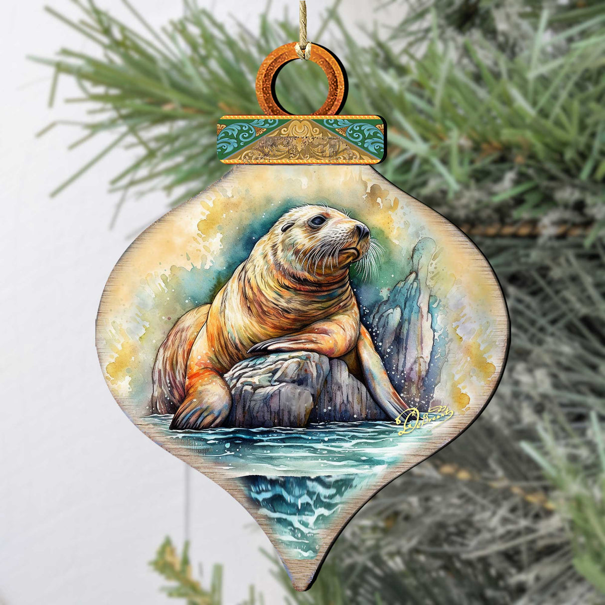 Coastal Sea Lion Wooden Ornaments by G.Debrekht - Wildlife Holiday Decor - 8710126