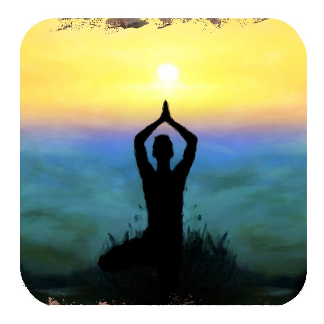 Juego de 4 posavasos de corcho de madera con diseño de yoga de Nature Wonders - Decoración de vida silvestre - 95385C-S4