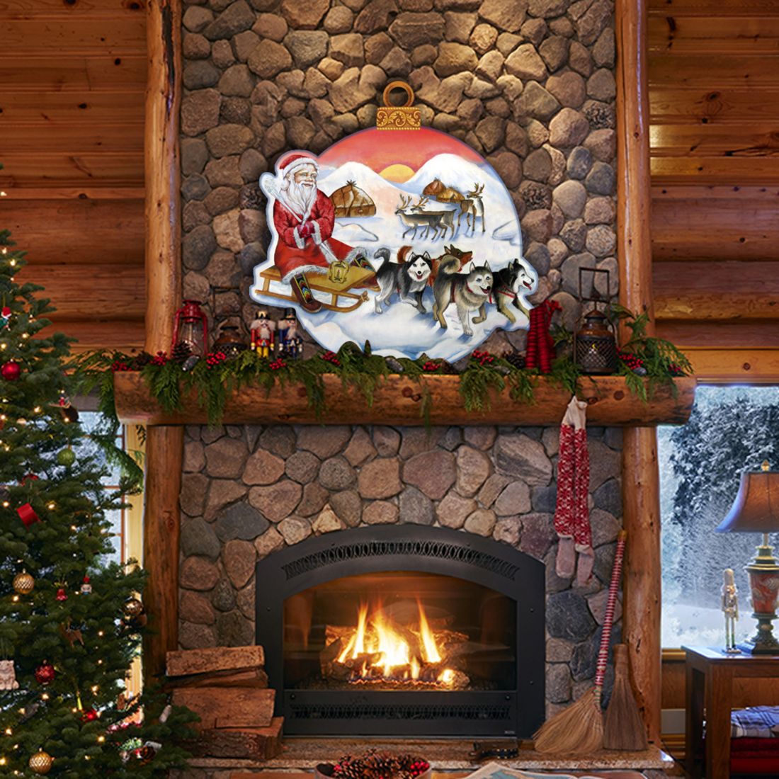 Northern Light Santa Christmas Door Decor by G. DeBrekht - Christmas Santa Snowman Decor - 8117419H