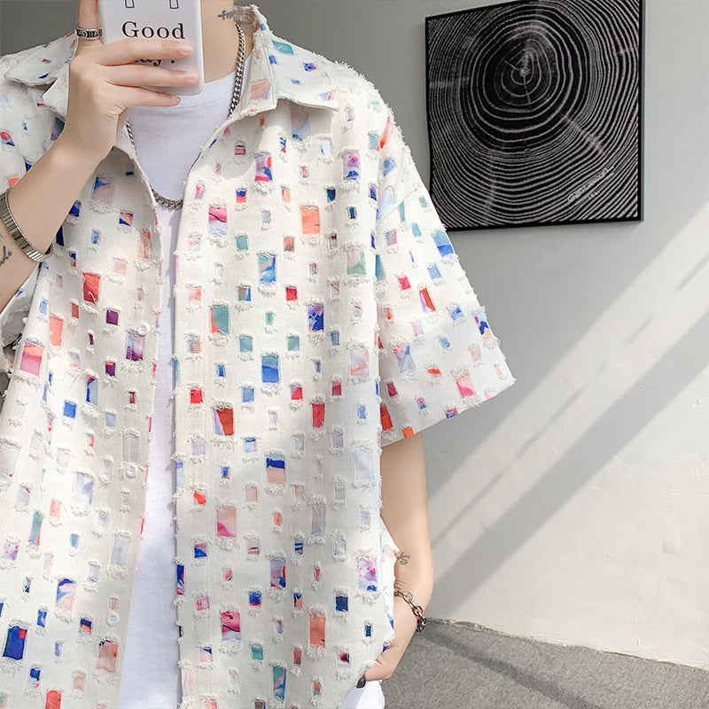 Summer New Chessboard Plaid Shirt Short Sleeve Shorts Suit - Lootquake