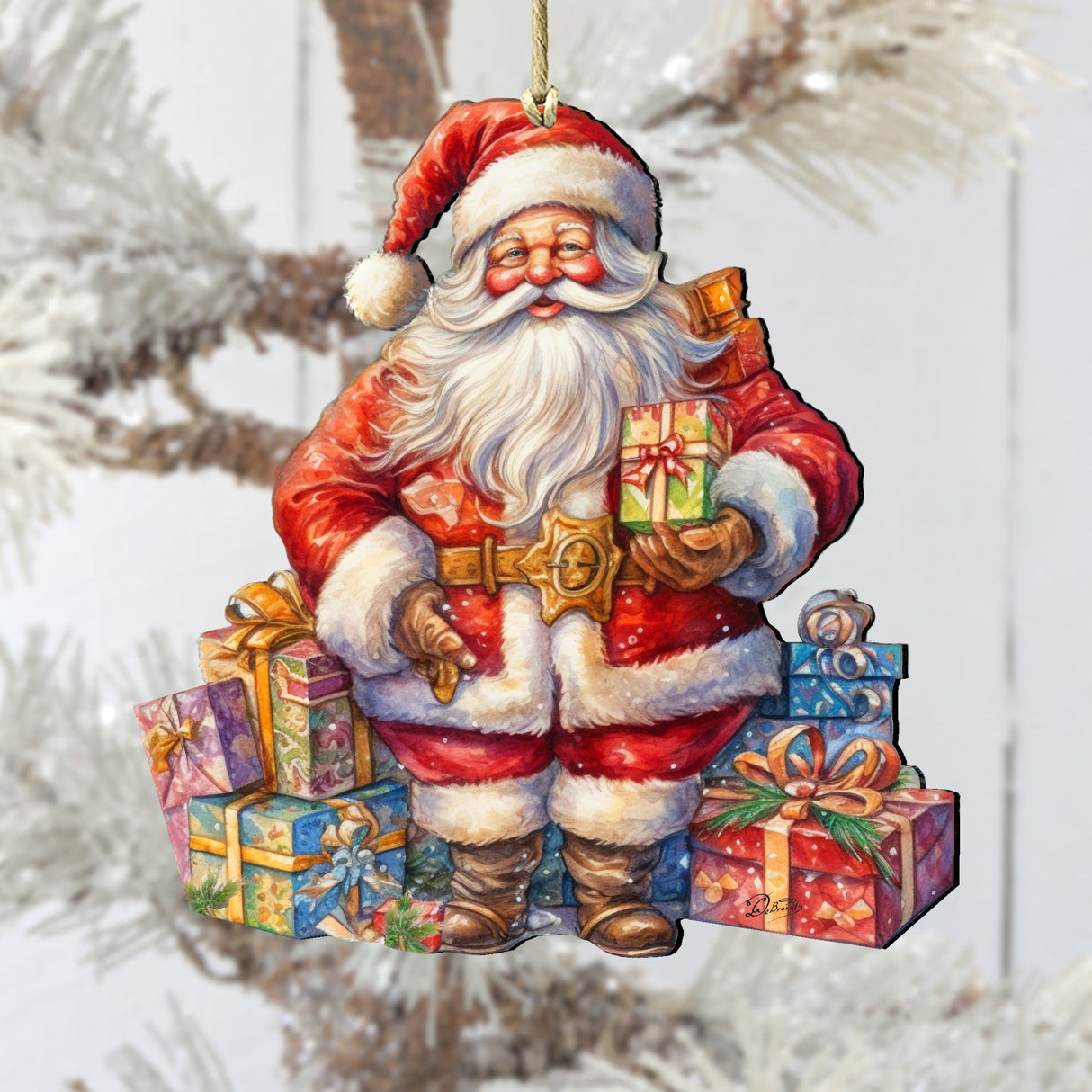 Adornos de madera "La alegría de regalar" de G. Debrekht: Decoración navideña de Papá Noel y muñeco de nieve - 8611081