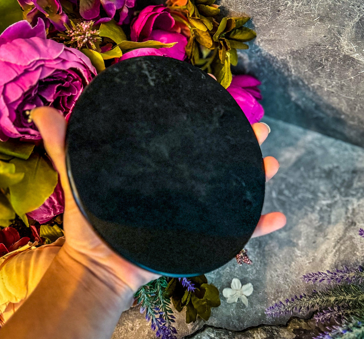 5 3/4 Inch Black Obsidian Mirror, Crystal Scrying