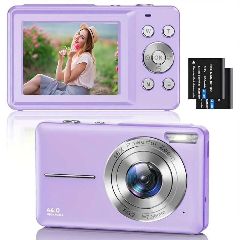 Cámara digital HD para vlogs: Zoom digital 16x, 1080P, cámara digital HD, pantalla LCD de 2,4 pulgadas, recargable, ideal para videoblogs, fotografía y webcam. Ideal para regalar en Acción de Gracias, Navidad y Año Nuevo.