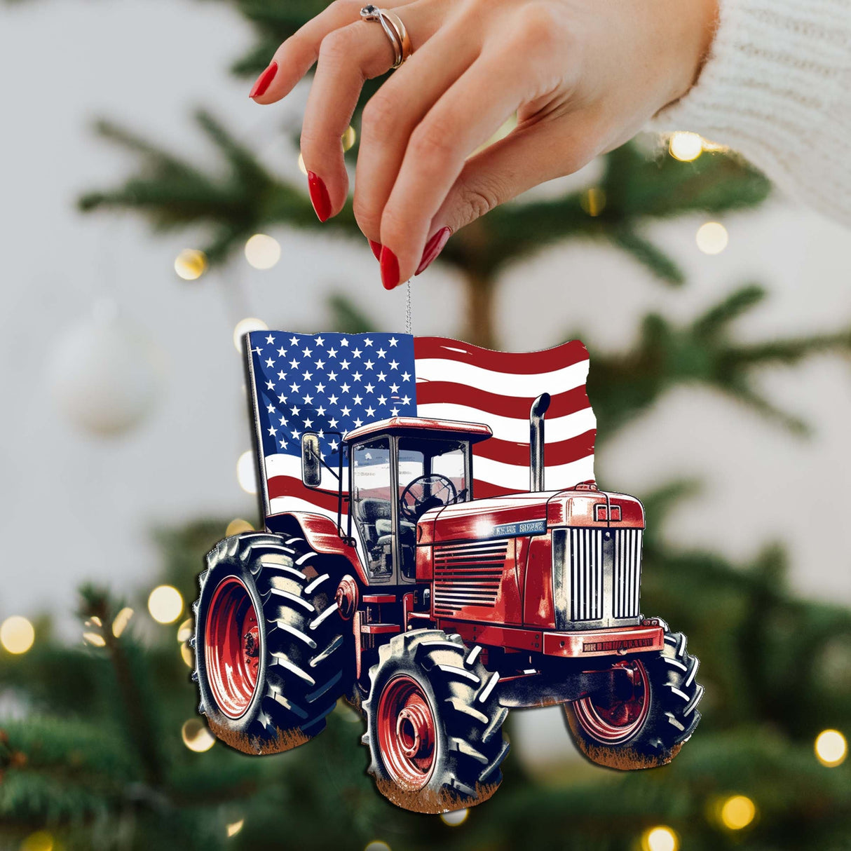 Juego de 3 adornos decorativos de madera estilo granja americana de G. Debrekht - Decoración patriótica - 8091001-S3