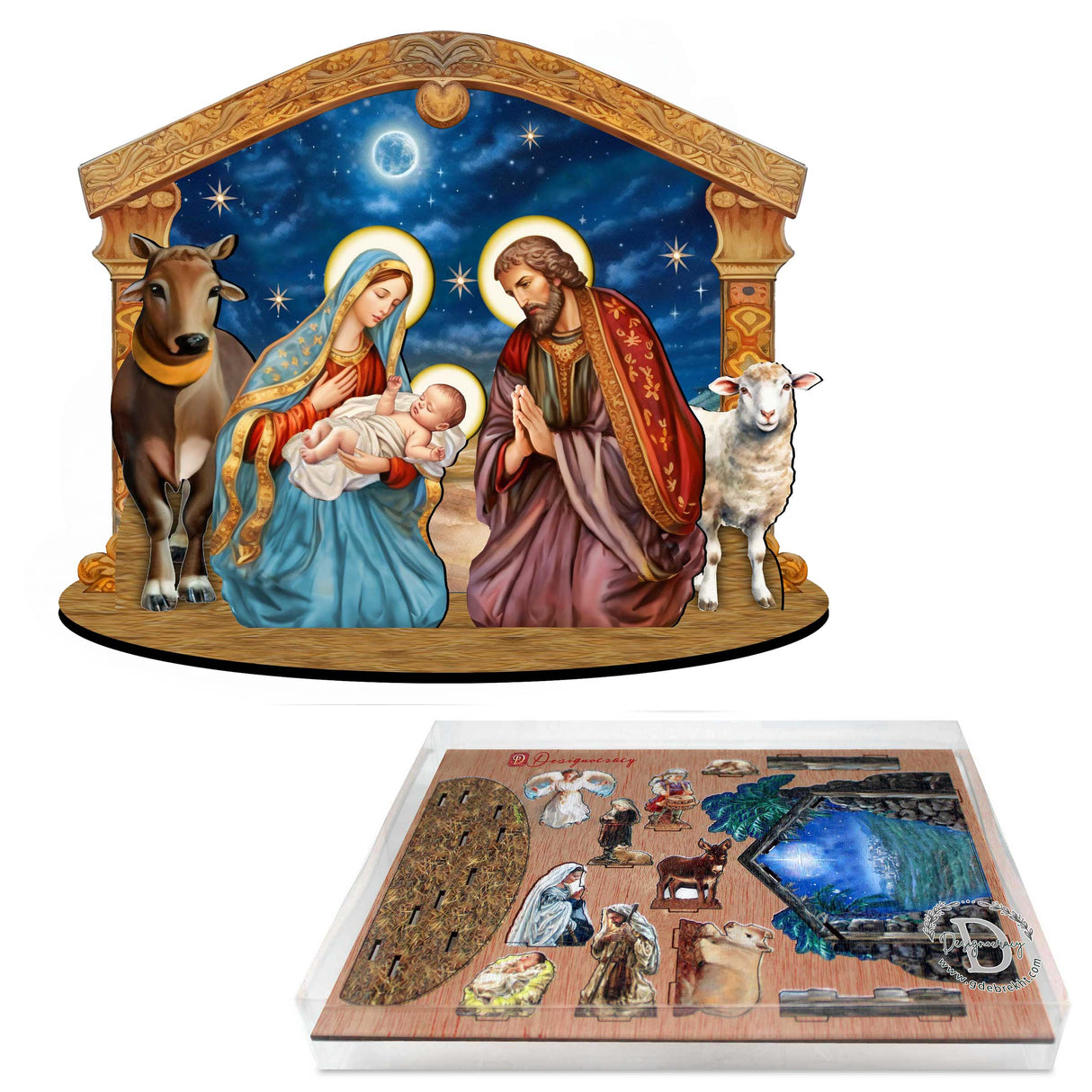 Holy Family Nativity Scene Decorative Village Set by G. Debrekht Nativity Holiday Decor - 852764