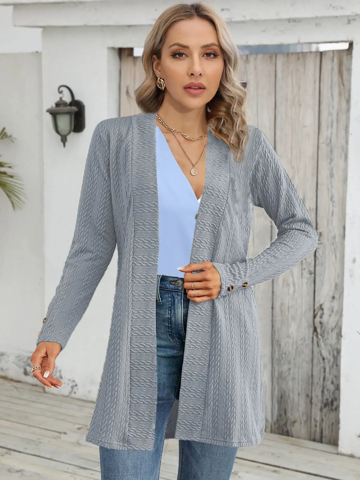 Women's Button Down Long Sleeve Loose Cardigan Top - Lootquake