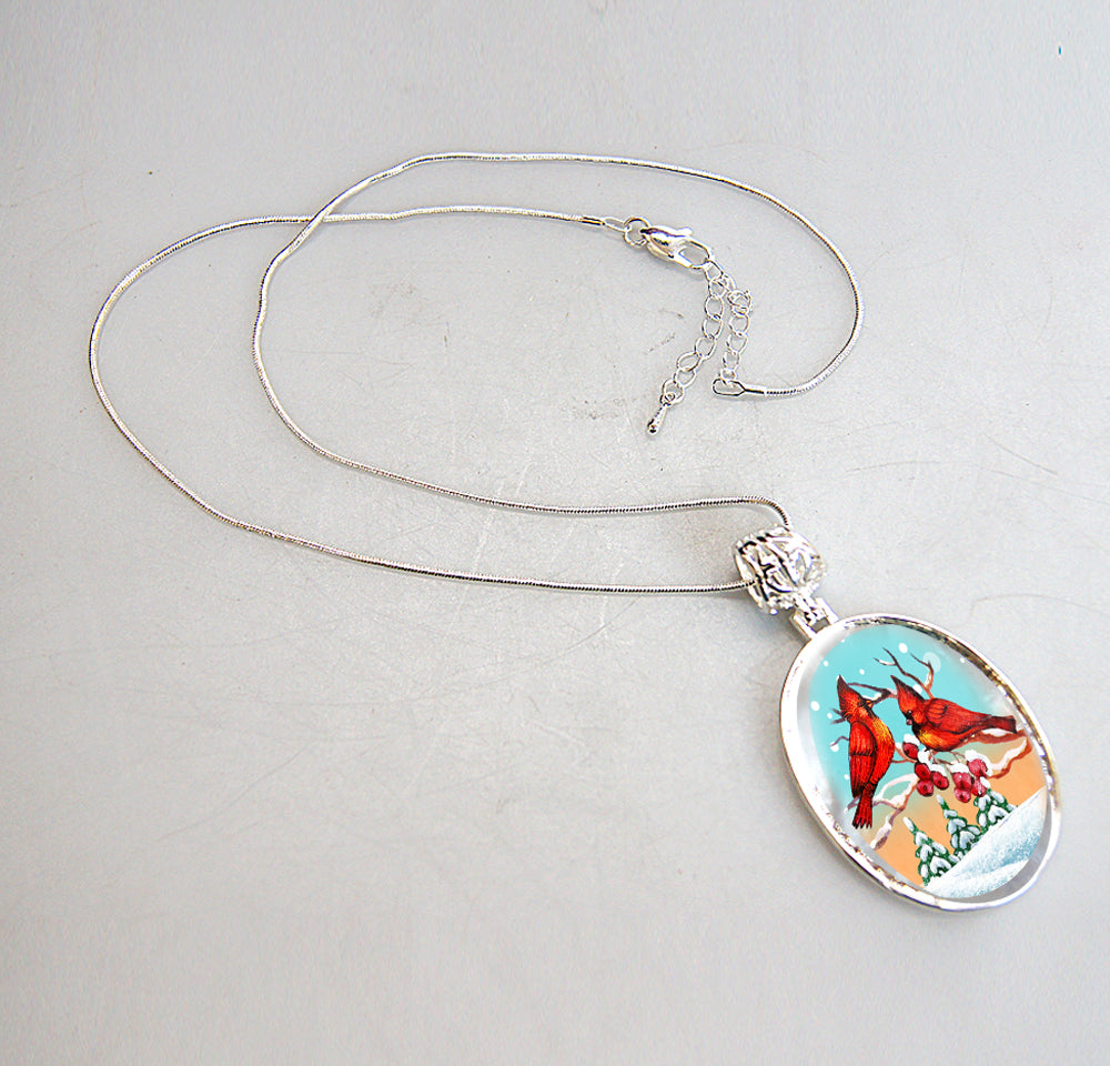 Collar con colgante de nácar bañado en plata de Red Robins - 44036