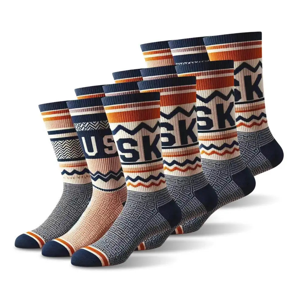 Six Pairs Of Men's And Women's Fashionable Socks With Letter Patterns - Offering Fashion And Comfort For Daily Wear And Suitable For All Four Seasons. - Lootquake