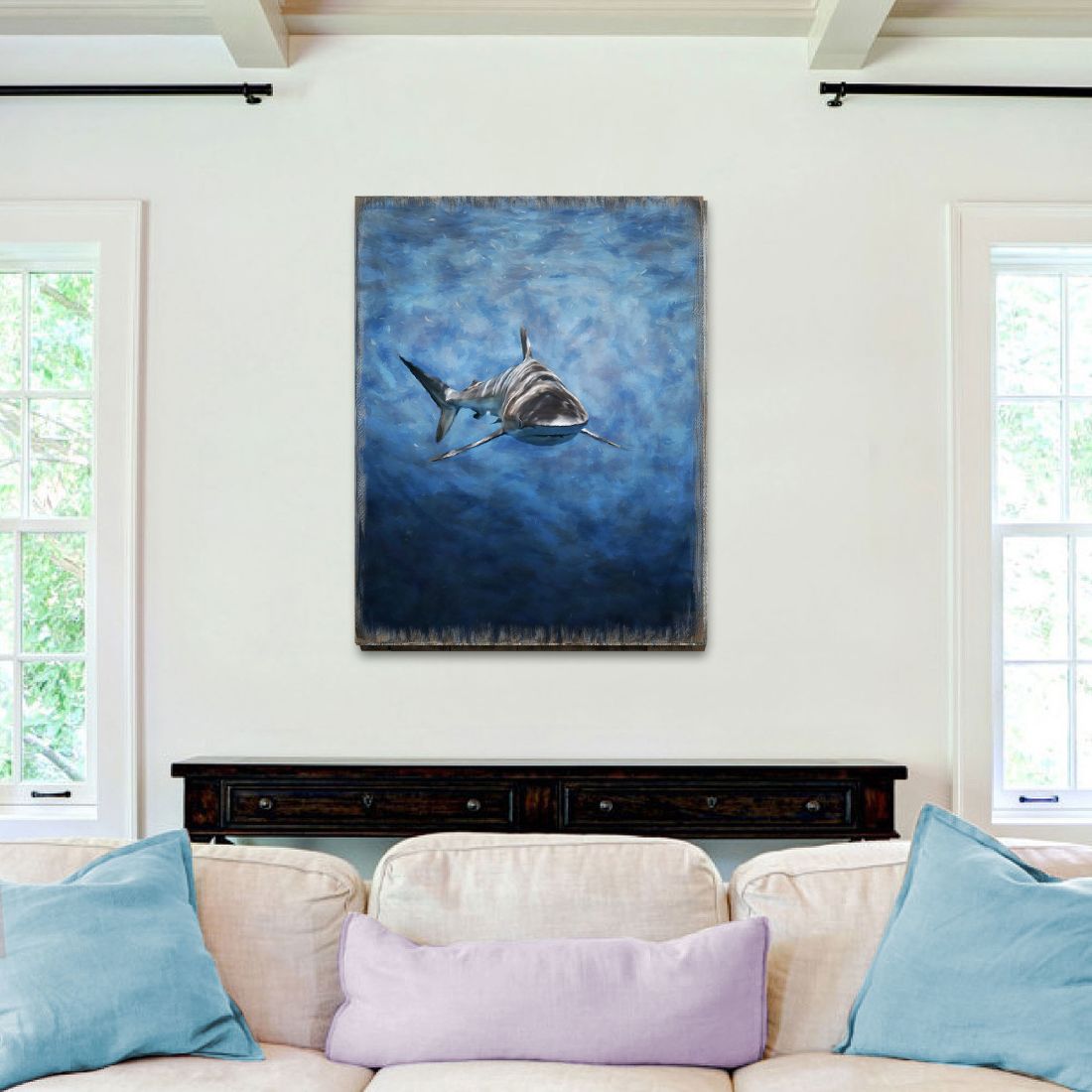Shark Art Wooden Wall Art by Nature Wonders - Nature Wildlife Decor - 95389B