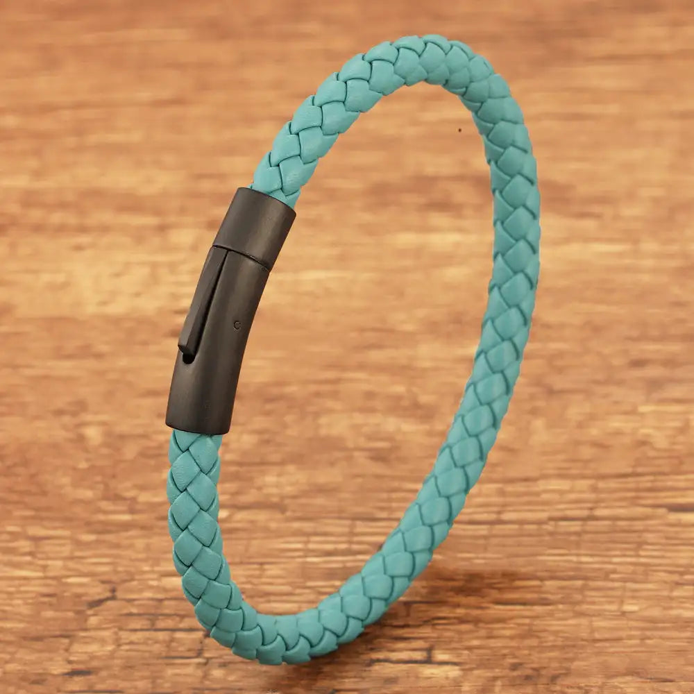 Woven Frosted Black Buckle Simple Leather Bracelet - Lootquake