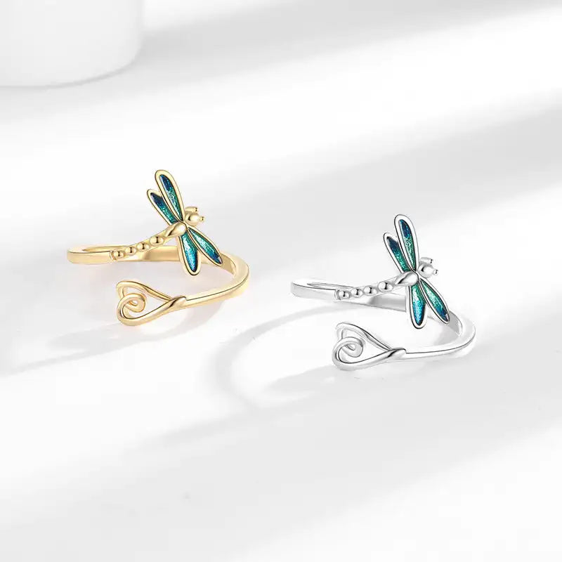 Blue Dragonfly Ring Female Exquisite Epoxy - Lootquake
