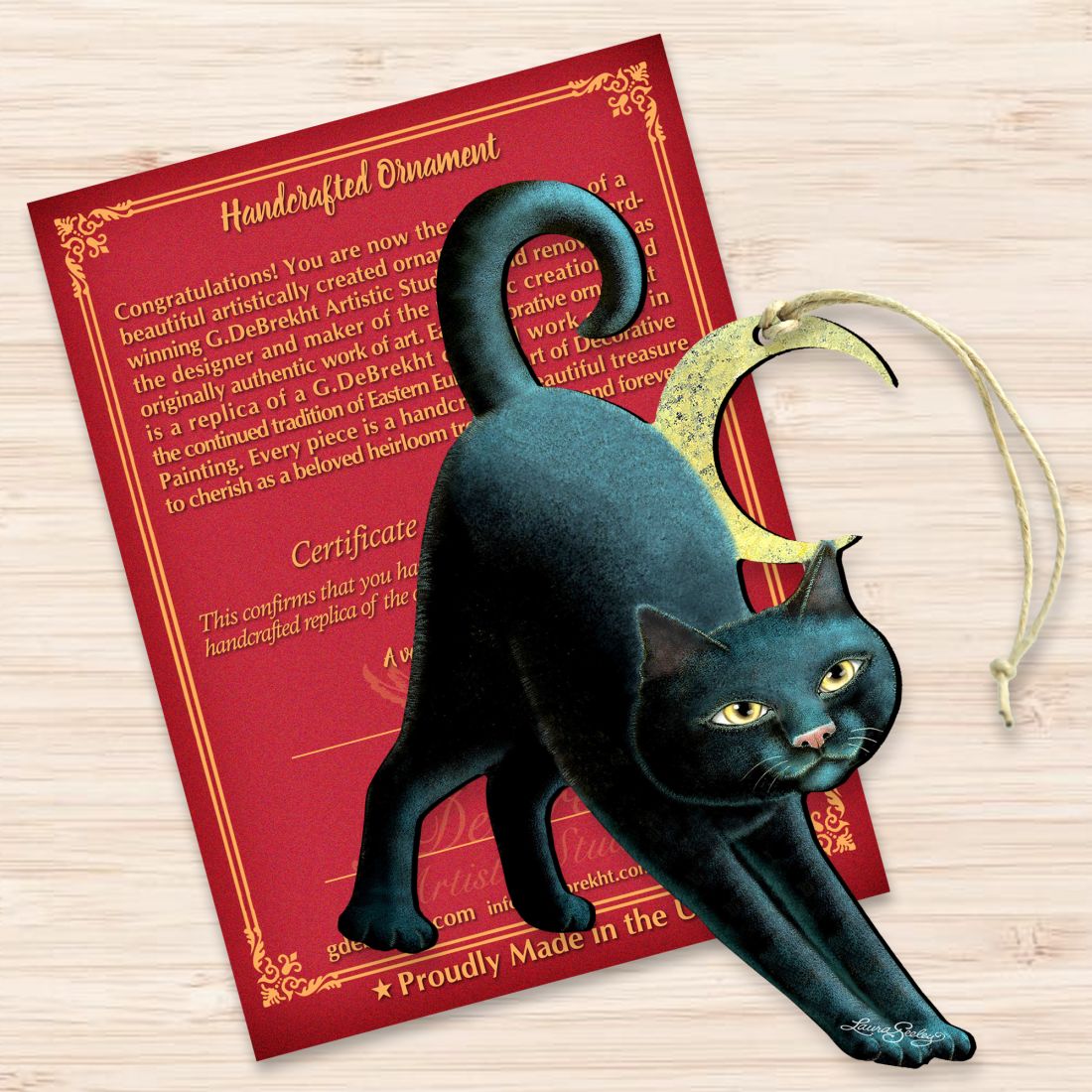 Adornos de madera de gato espeluznante para Halloween de Laura Seeley - Decoración de Halloween para Acción de Gracias - 8512054-LS