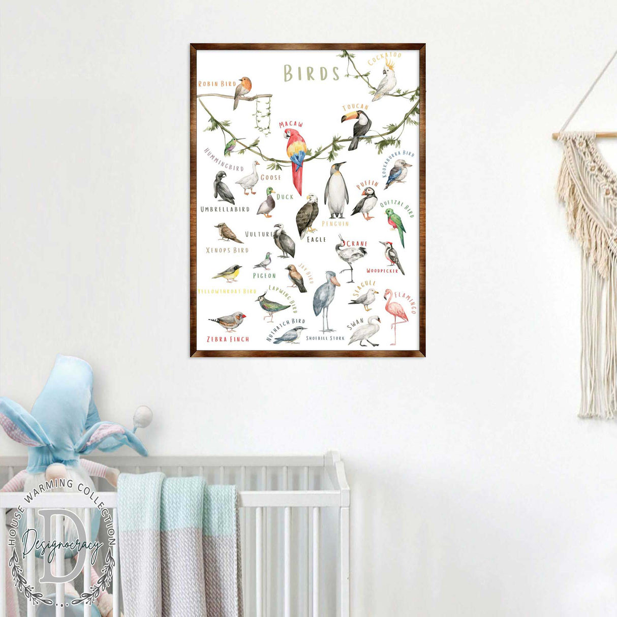 Nature Birds Wooden Wall Decor - Kids room decor - First day of school gift - ABC 123 Kids - Homeschool I Educational Poster - Art for kids - Alphabet - Classroom Decor - 310214