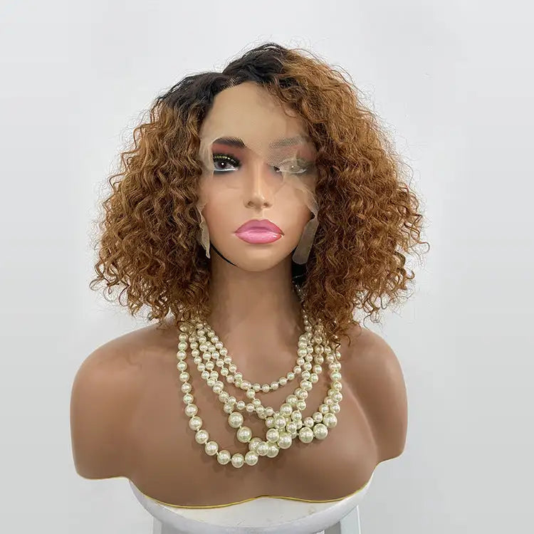 Cross-border E-commerce Exclusively For Ombre Curly Bobo1b30 Human Hair Lace Wig - Lootquake