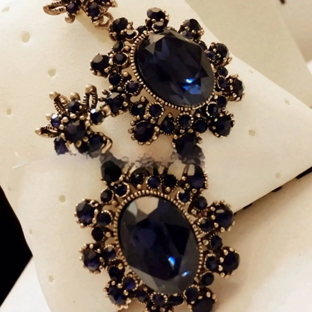 European And American Fashion Cool Vintage Sapphire Stud Earrings - Lootquake