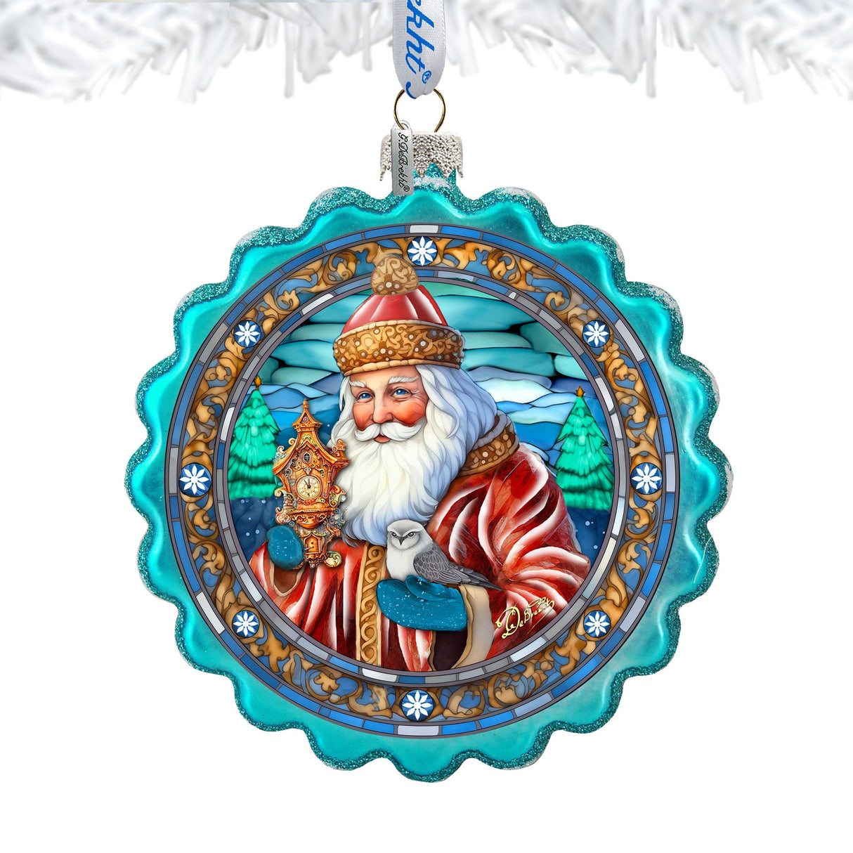 Adorno de cristal con forma de corona navideña de G. Debrekht - Decoración navideña - 759-063