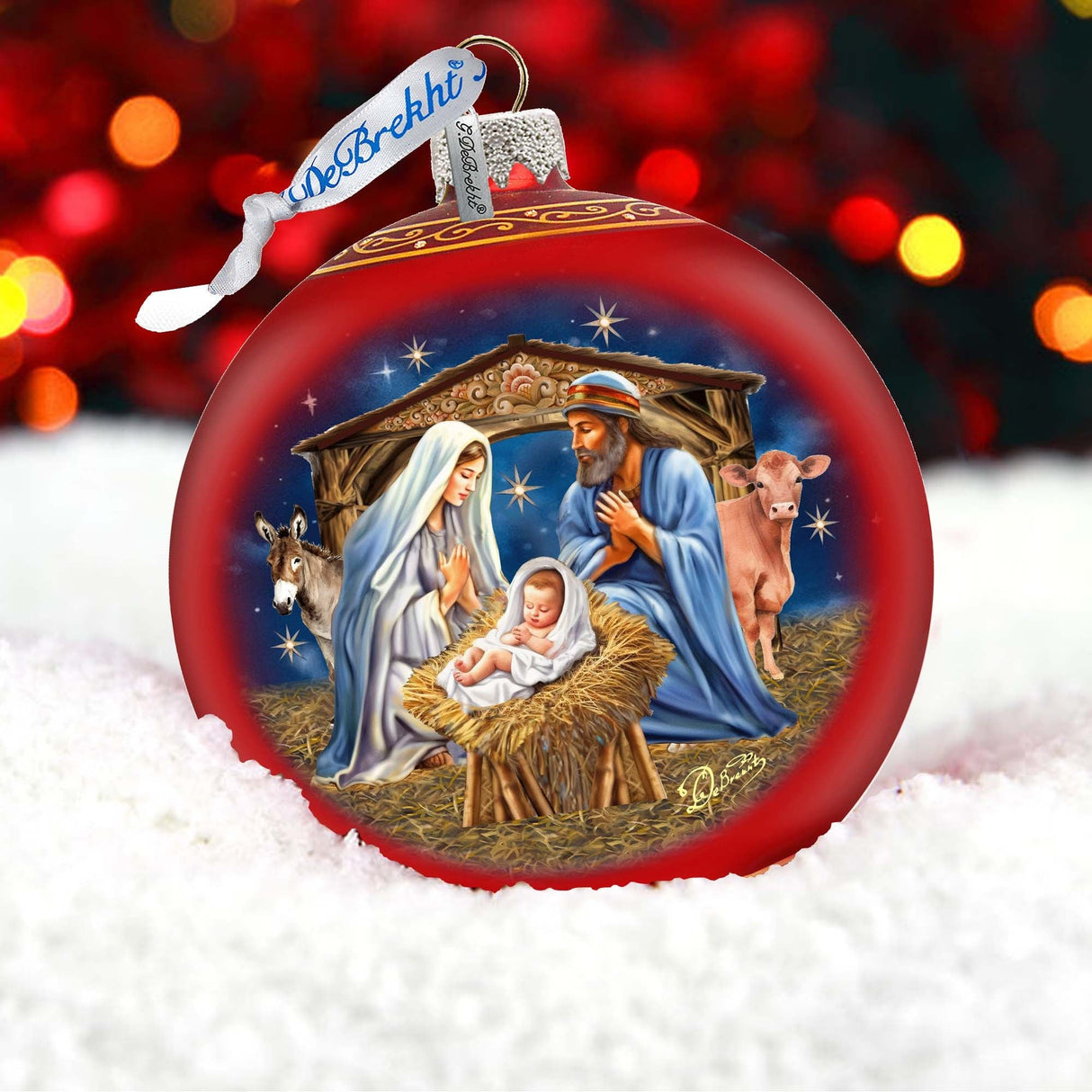 From Stable to Savior Lg Glass Ornament by G.Debrekht - Nativity Holiday Decor - 73956