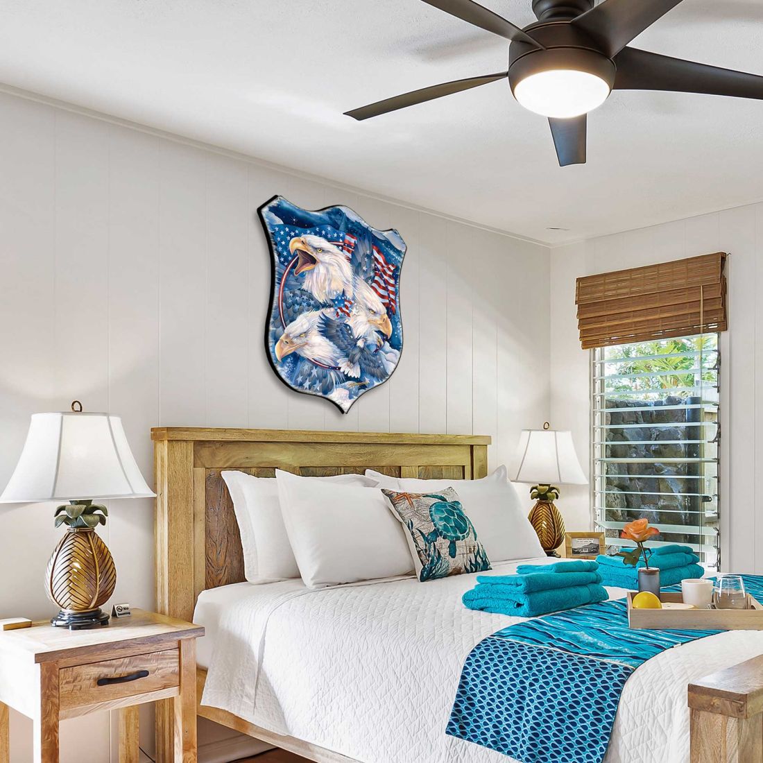 Arte mural de águilas patrióticas de J. Bergsma - Decoración navideña con temática de vida silvestre - 8591730W-JB