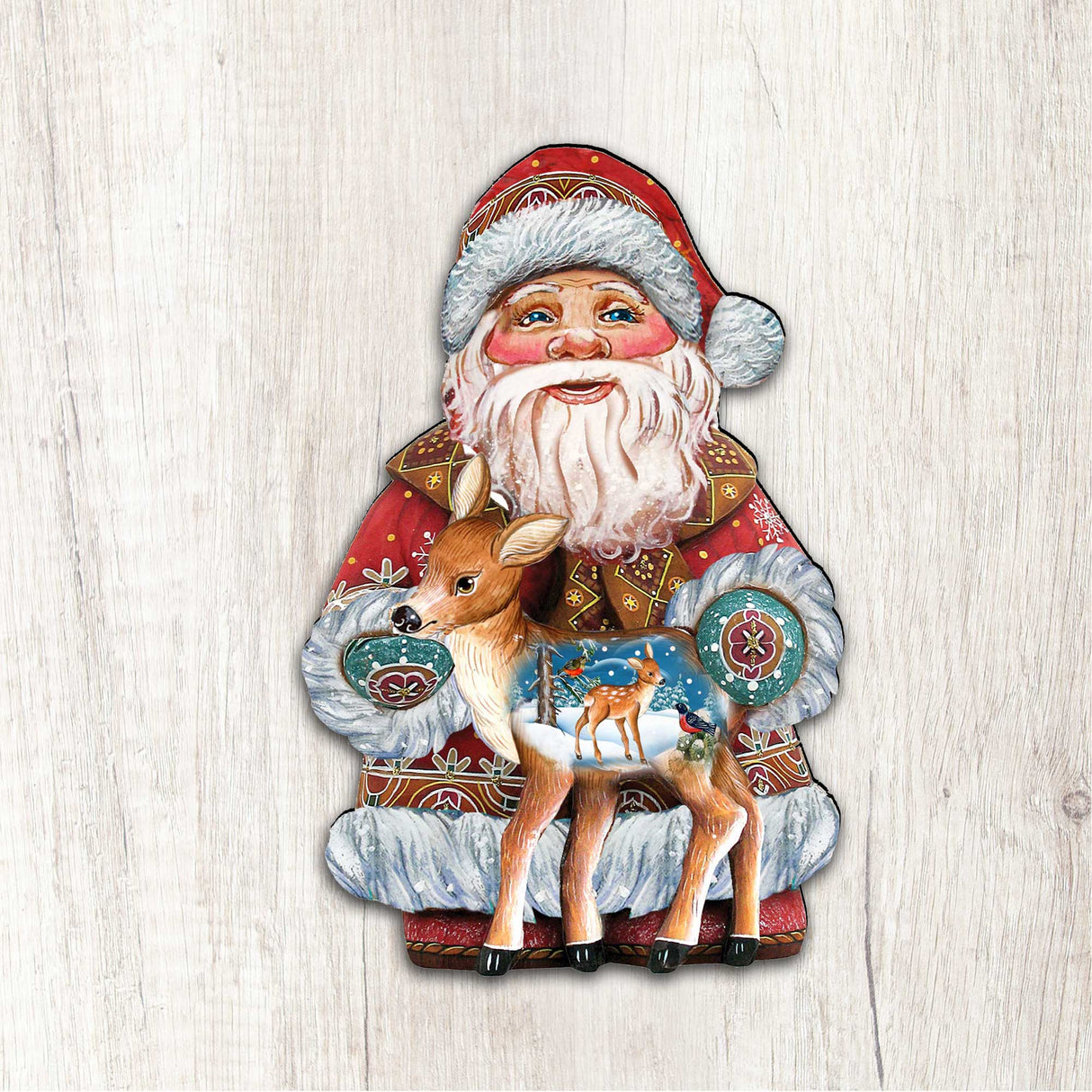 Decoración navideña para puerta con cervatillo navideño de G. DeBrekht - Decoración navideña con muñeco de nieve y Papá Noel - 8118081H