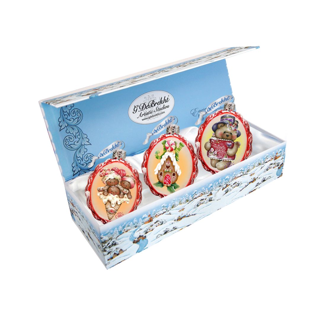 Holiday Kiss Mercury Glass Ornaments by Jamie Mills-Price - Christmas Decor - 770139S3-MP