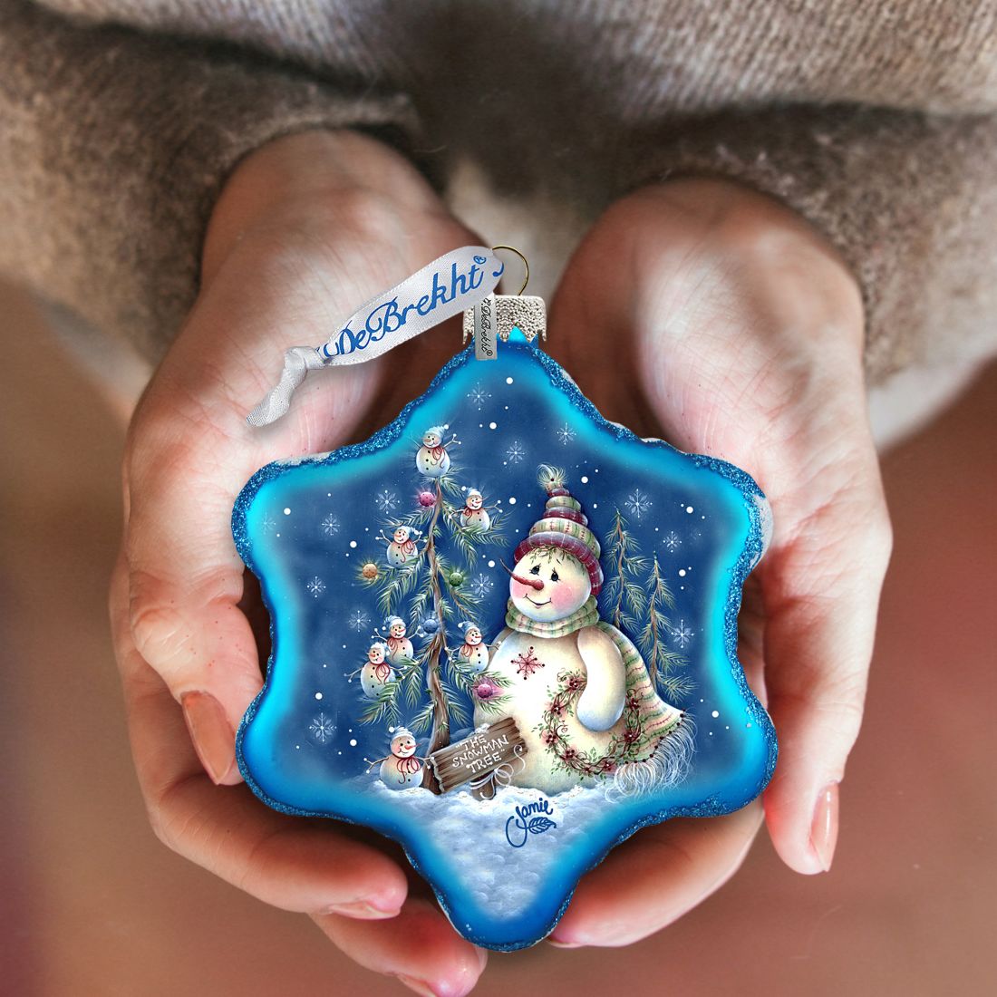 Old Fashion Christmas Glass Ornament by Jamie Mills-Price - Christmas Santa Snowman Decor - 754-301-MP