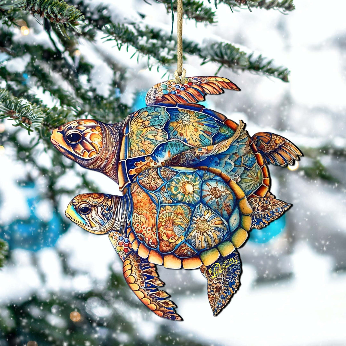 Coastal Decorations - Turtles Wooden Ornaments by G.Debrekht Coastal Holiday Decor - 8688192
