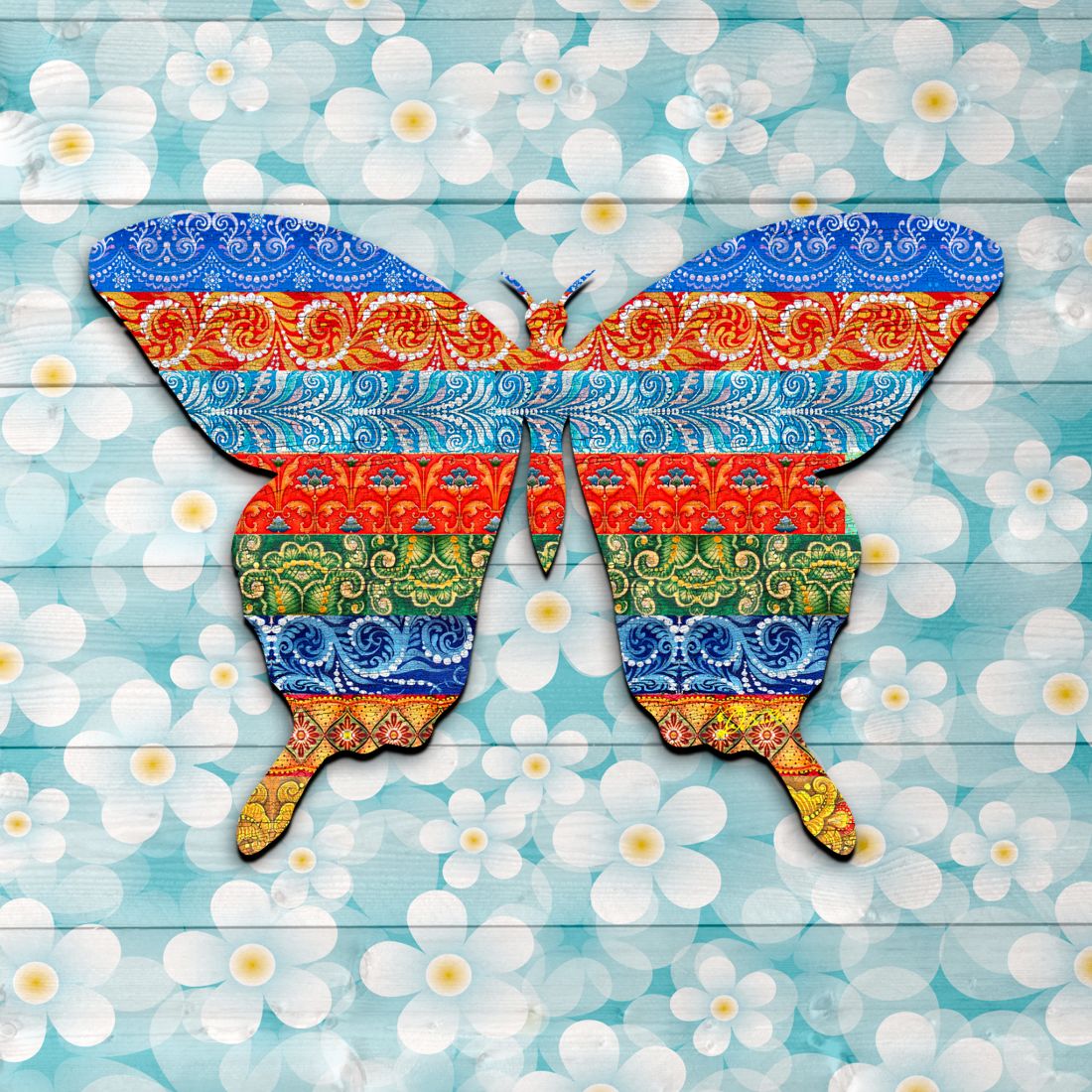 Quilted Butterfly Easter Door Decor by G. DeBrekht - Easter Spring Decor - 8198718H