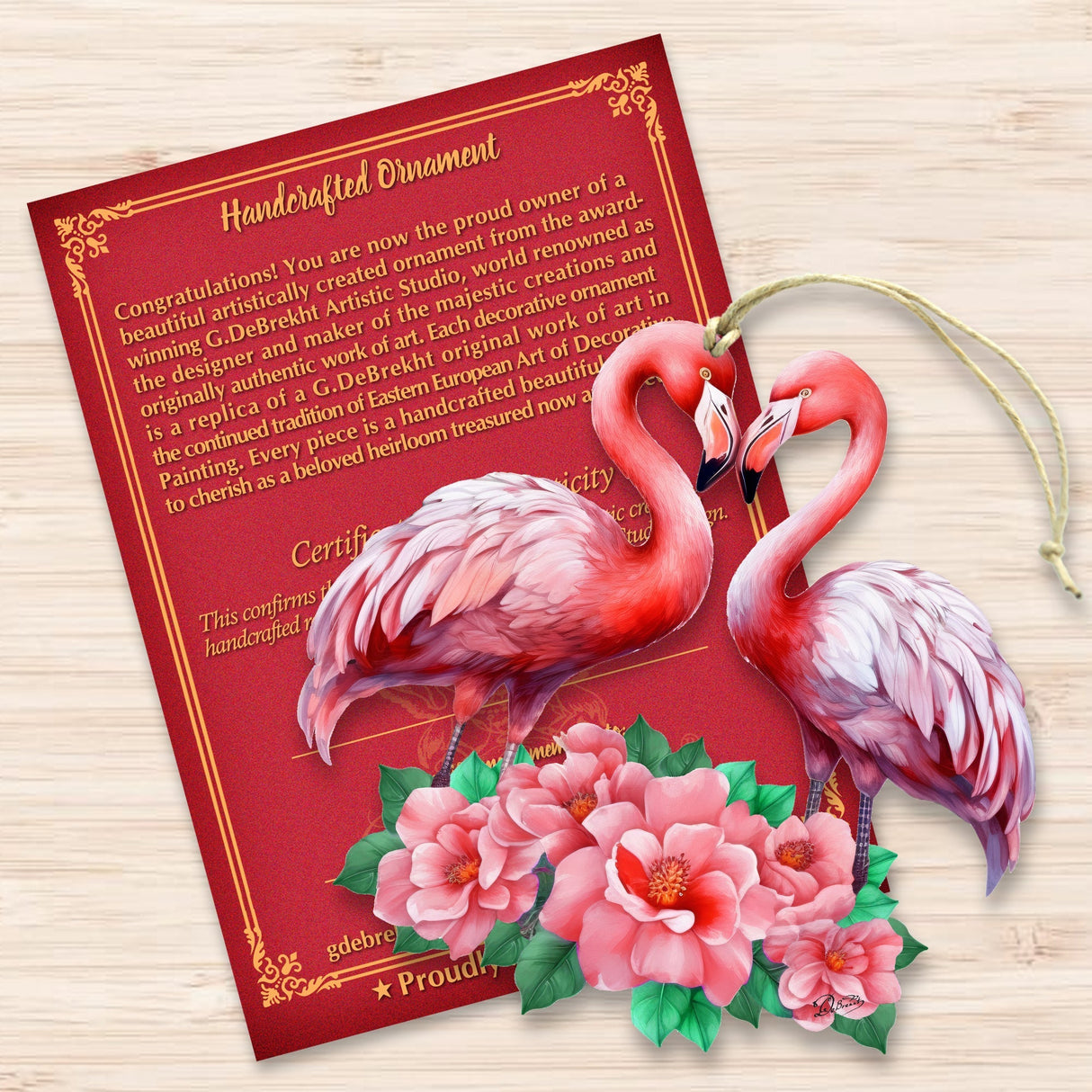 Flamingos Love Wooden Ornaments by G. DeBrekht Love Kids Family Decor - 8611039