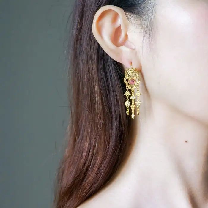 Bat Tassel Earring Girl New Chinese Blue And White Carving - Lootquake