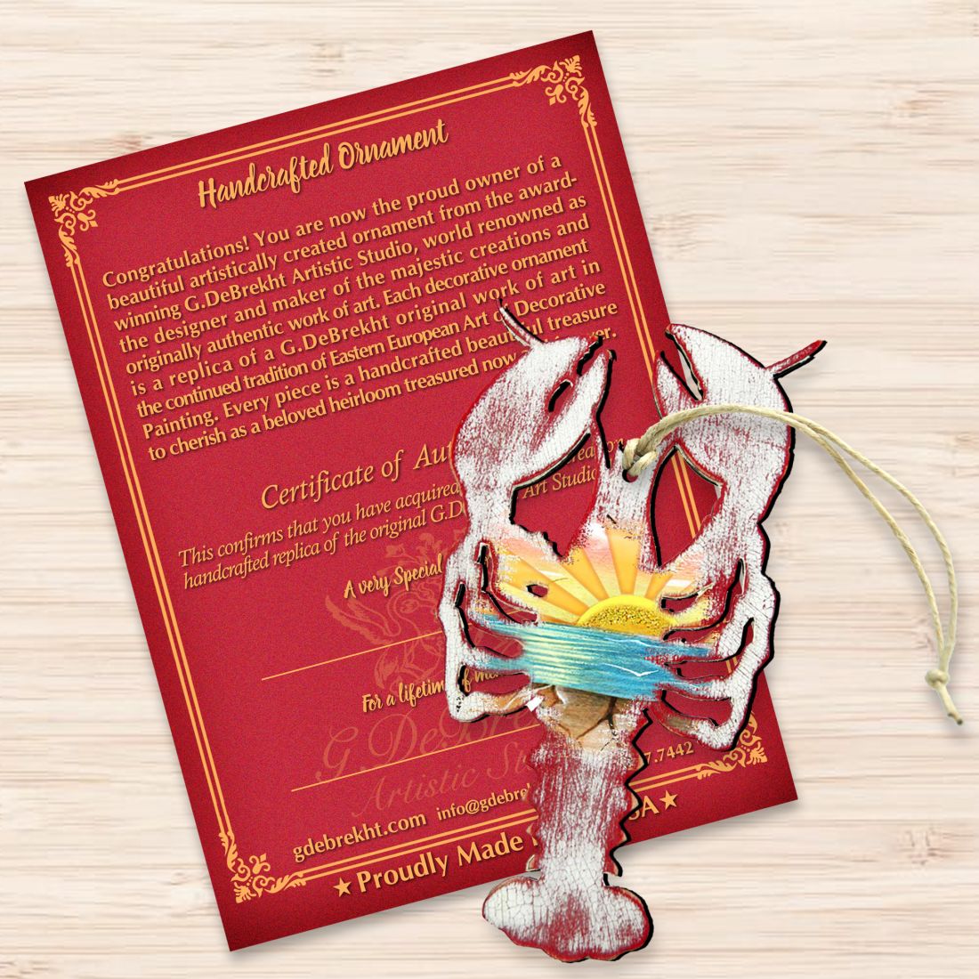 Adornos rústicos de madera con forma de langosta de G. DeBrekht - Decoración navideña costera - 8198538