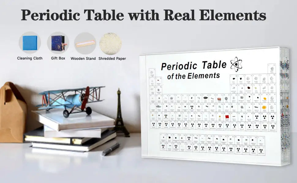 Periodic Table With 83 Kinds Of Real Elements Inside, Acrylic Periodic Table Of Elements Samples, Easy To Read, Creative Gifts For Science Lovers And Students - Lootquake