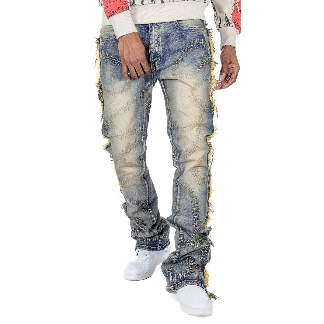 Men's Trousers Slightly Stretch Embroidered Jeans - Lootquake