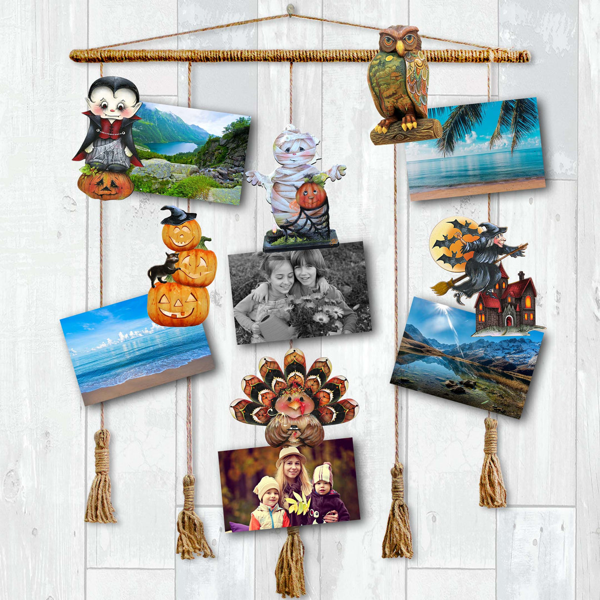 Happy Halloween Decorative Wooden Clip-on Ornaments Set of 6 by Jamie Mills-Price and G. Debrekht - Halloween Decor - 8090135C-S6