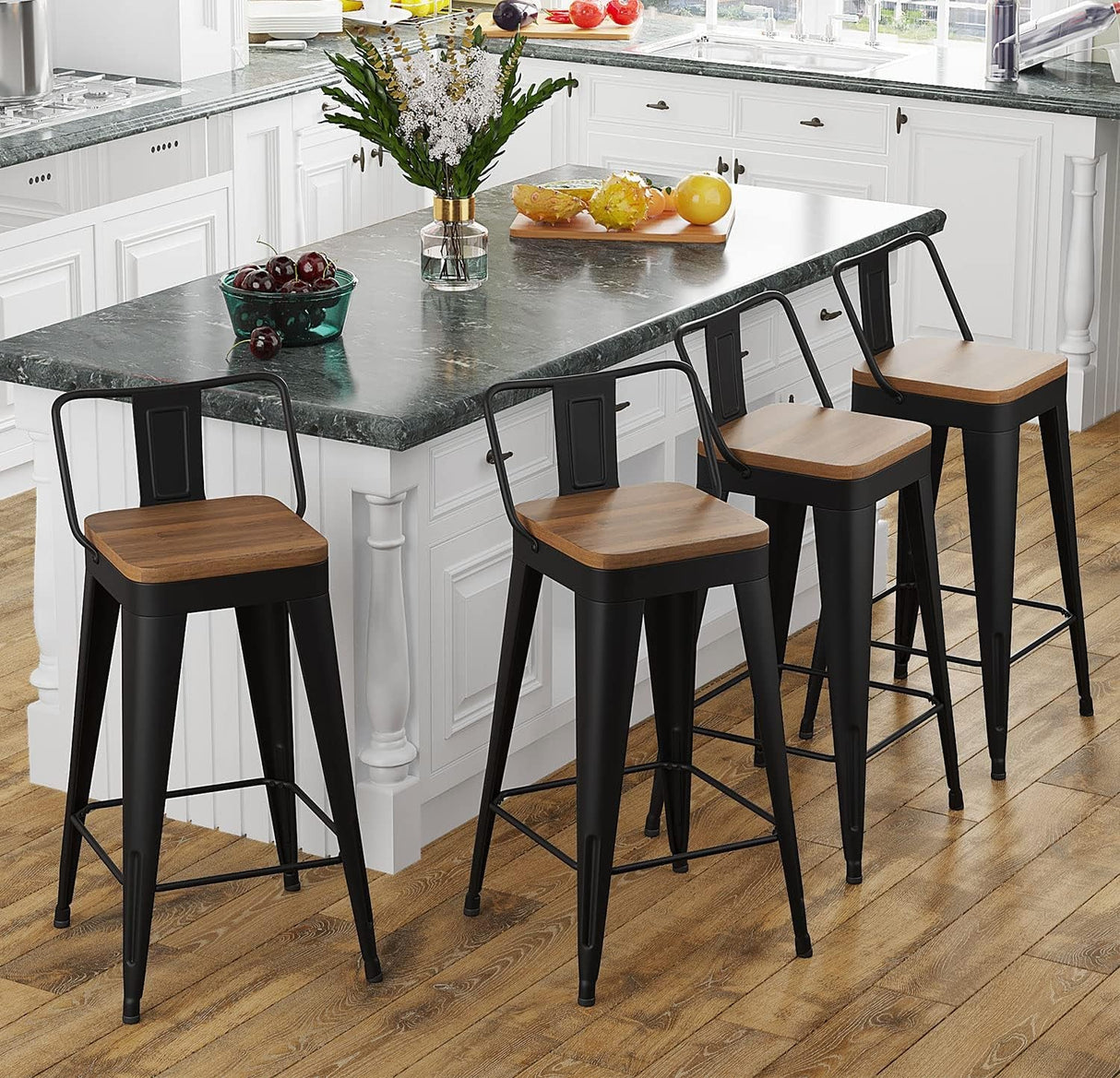 Modern Stackable Metal Bar Stools Set of Four-0