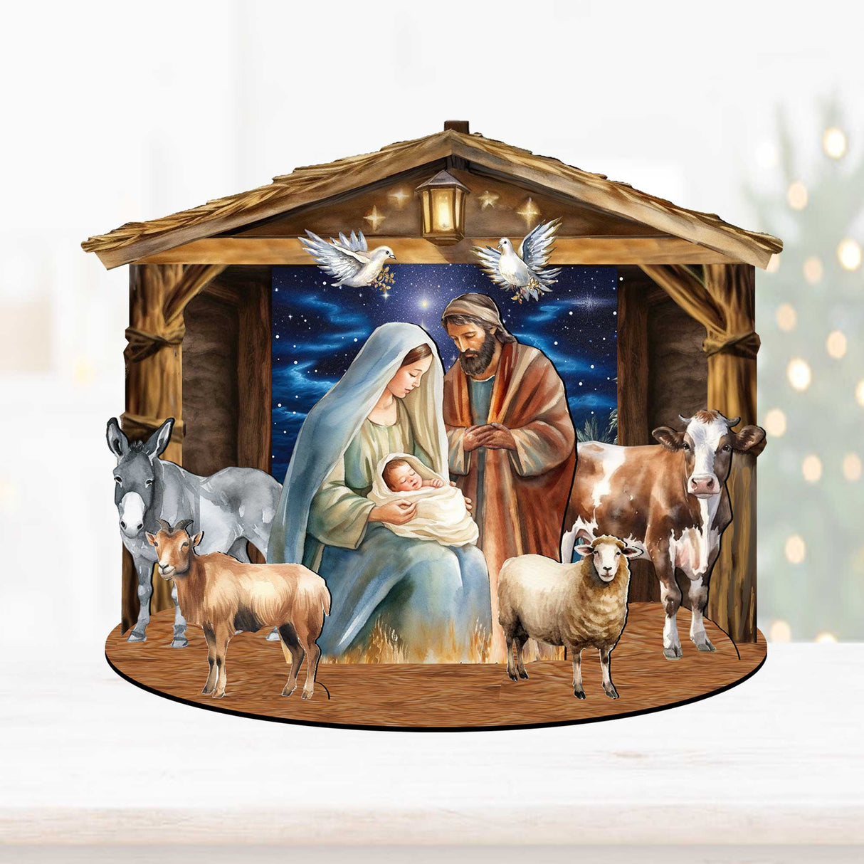 Classic Holy Family Nativity Scene Decorative Village Set by G. Debrekht Nativity Holiday Decor - 852766