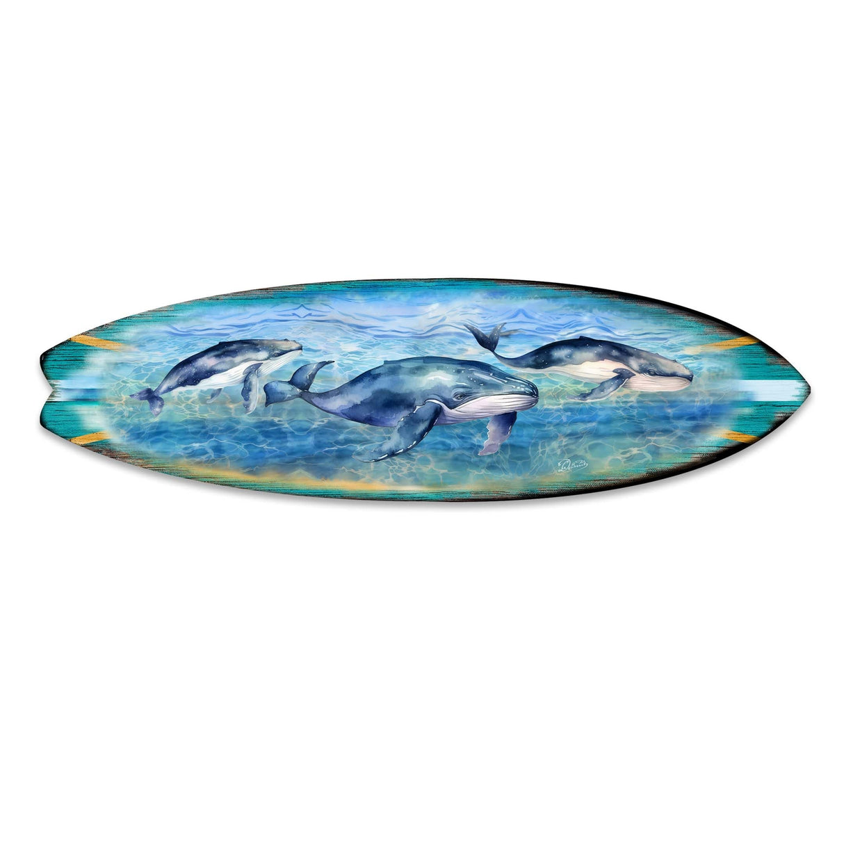 Whale's Harmony Surfboard Coastal Wall Art by G. DeBrekht - Coastal Holiday Decor - 8490114HS