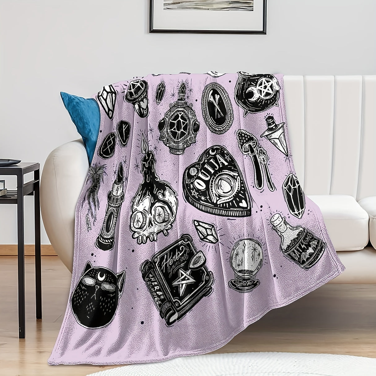 1pc Witch Gothic Blanket Lightweight Flannel