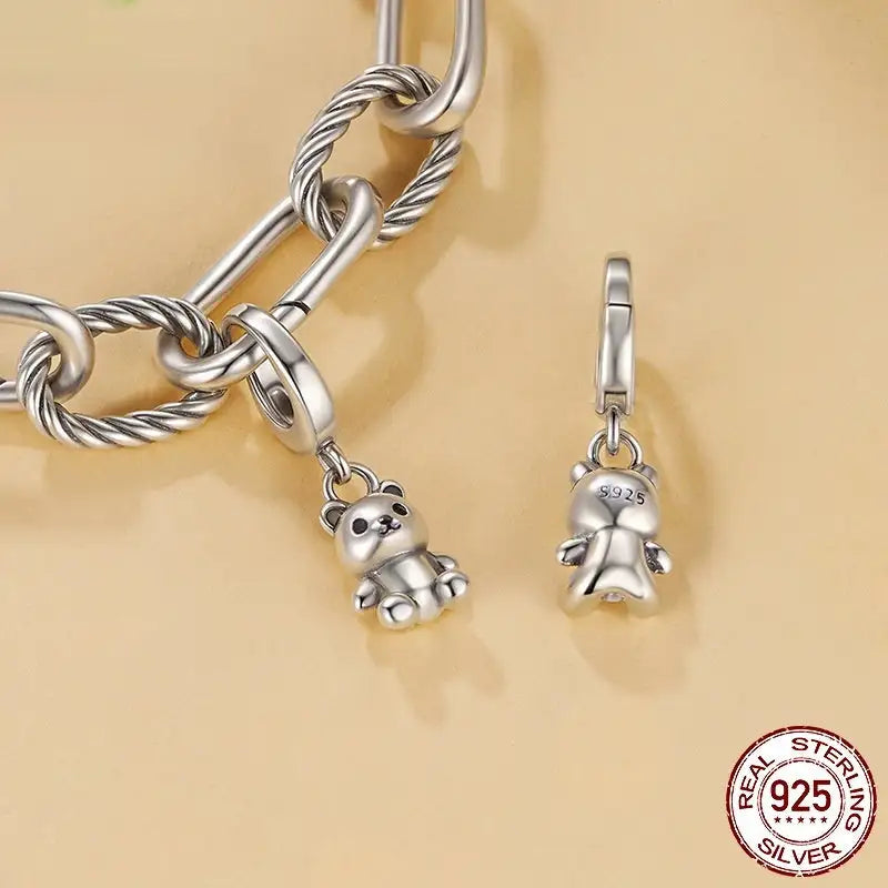 S925 Silver Bear Pendant Parts - Lootquake
