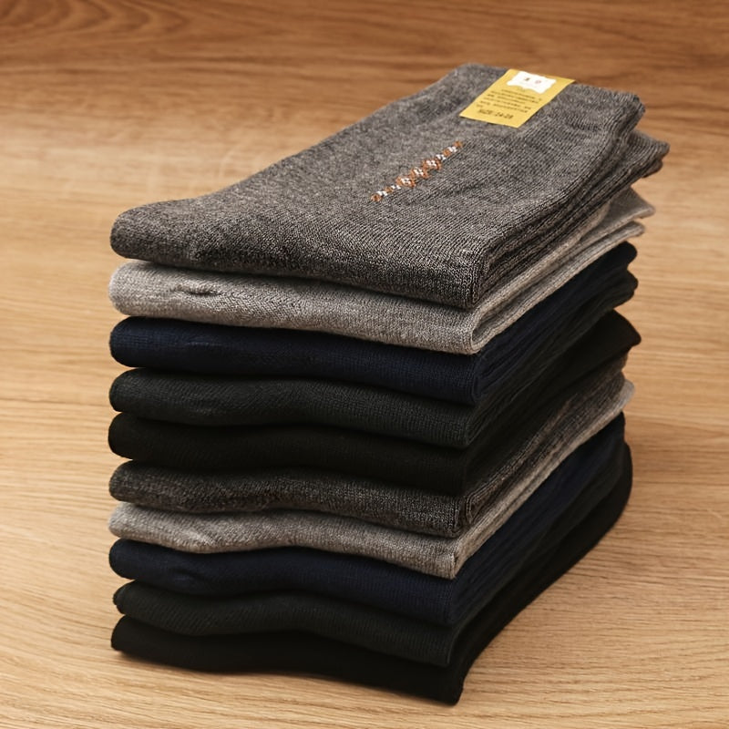 5/10 Pairs Of Men's Trendy Simple Solid Crew Socks, Breathable Comfy Casual Unisex Socks For Men's Outdoor Wearing All Seasons Wearing