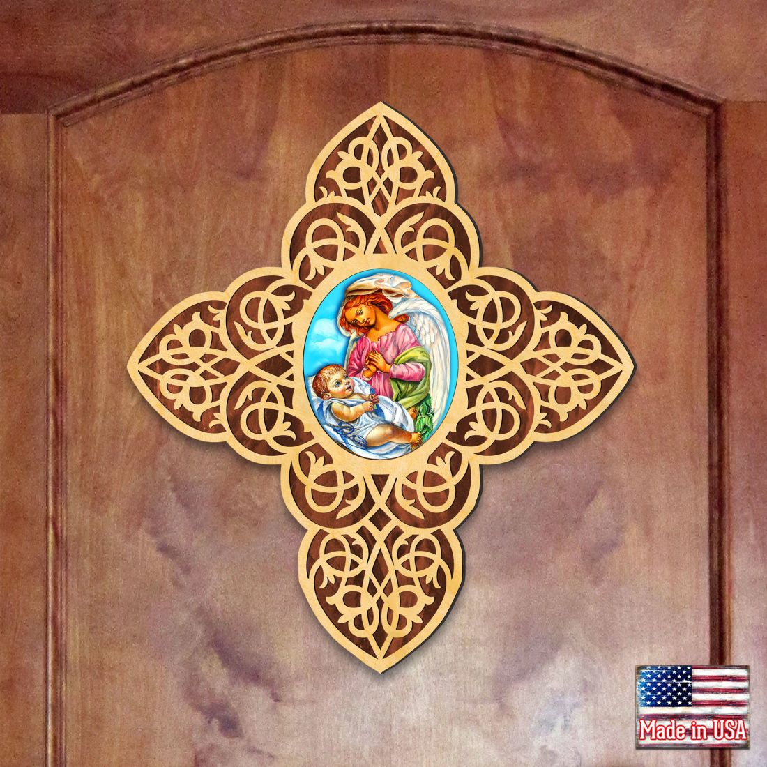 Blessing Angel Filigree Wooden Cross by Museum Icons - Inspirational Icon Decor - 88428