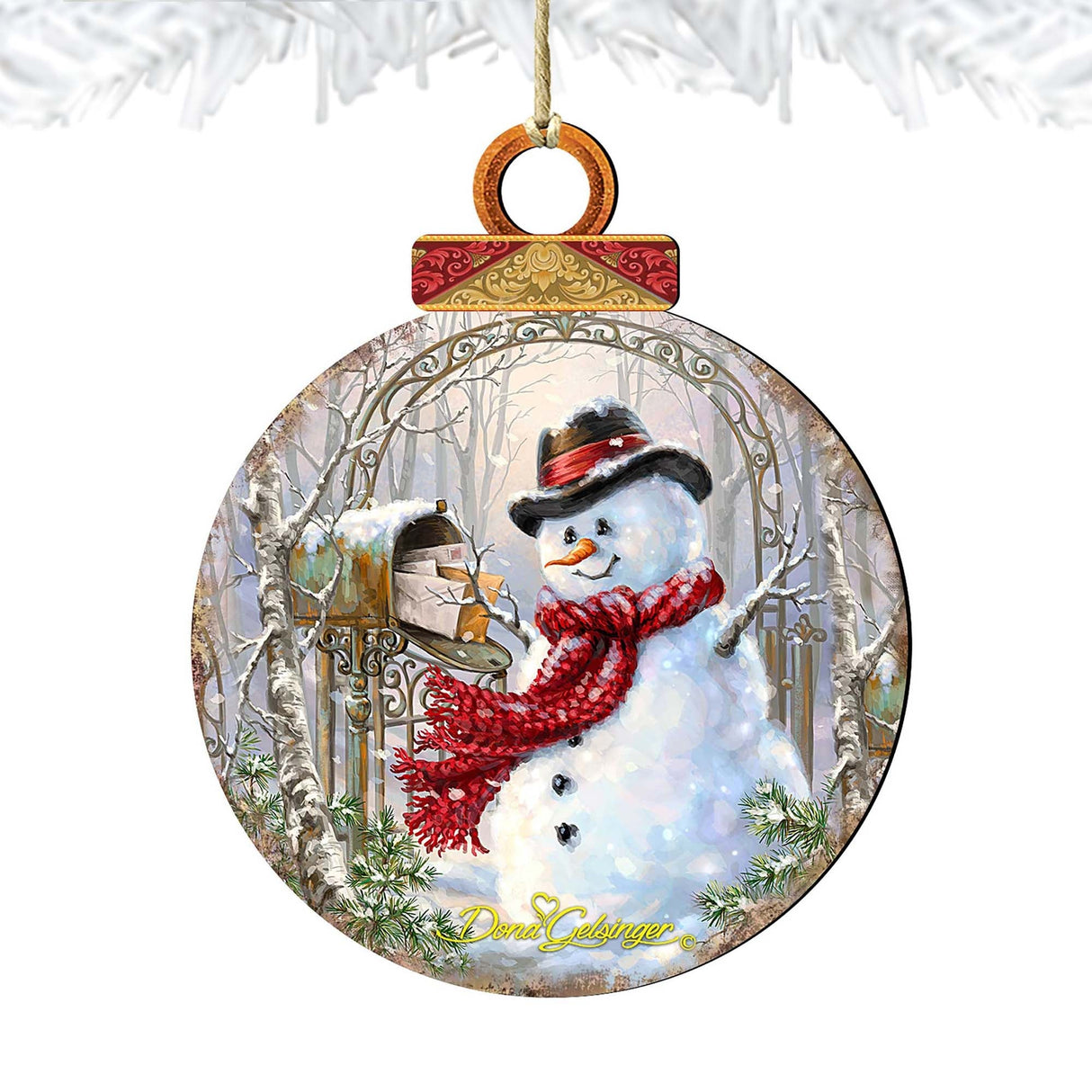 Mail Man Snowman Wooden Ornaments by Gelsinger - Christmas Santa Snowman Decor - 8021018-1421