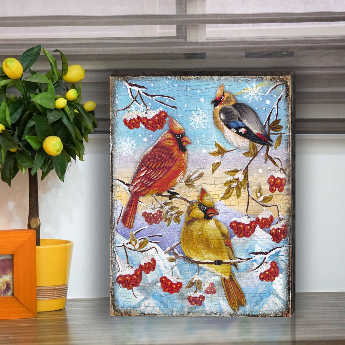 Cardinal Wood Art Wooden Wall Art by Nature Wonders - Nature Wildlife Decor - 95223B