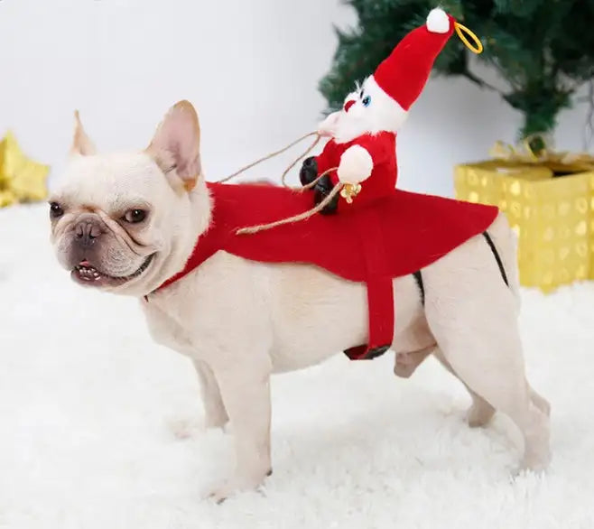 Dog Christmas Clothes Santa Claus Riding Deer - Lootquake