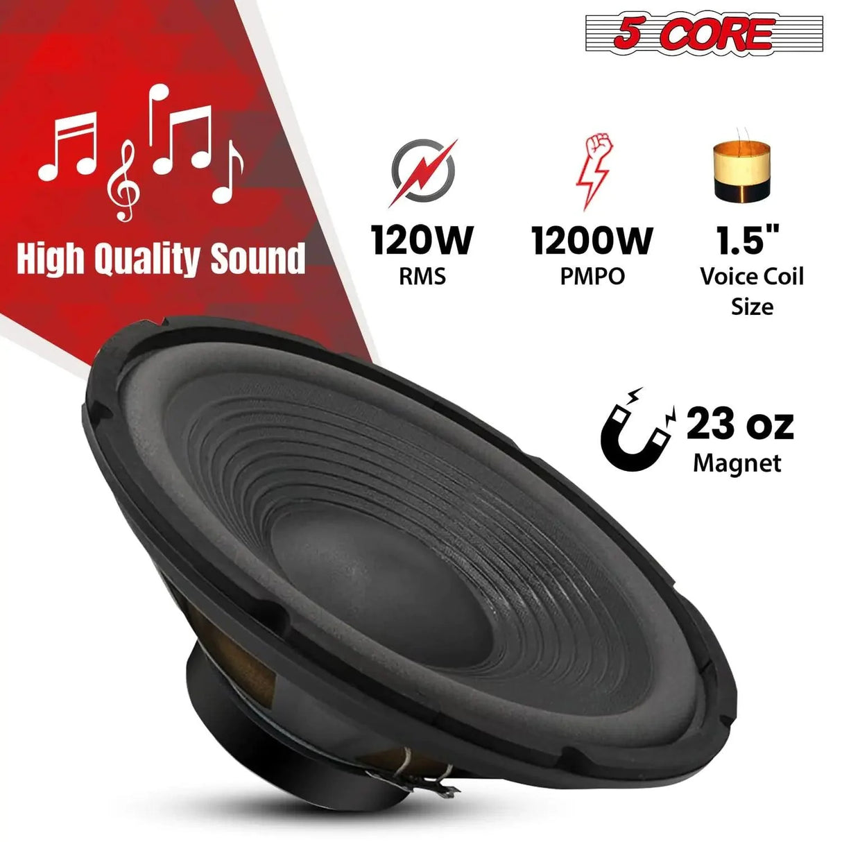5Core Max Bass 15 Inch Subwoofer 450W 4Ohm