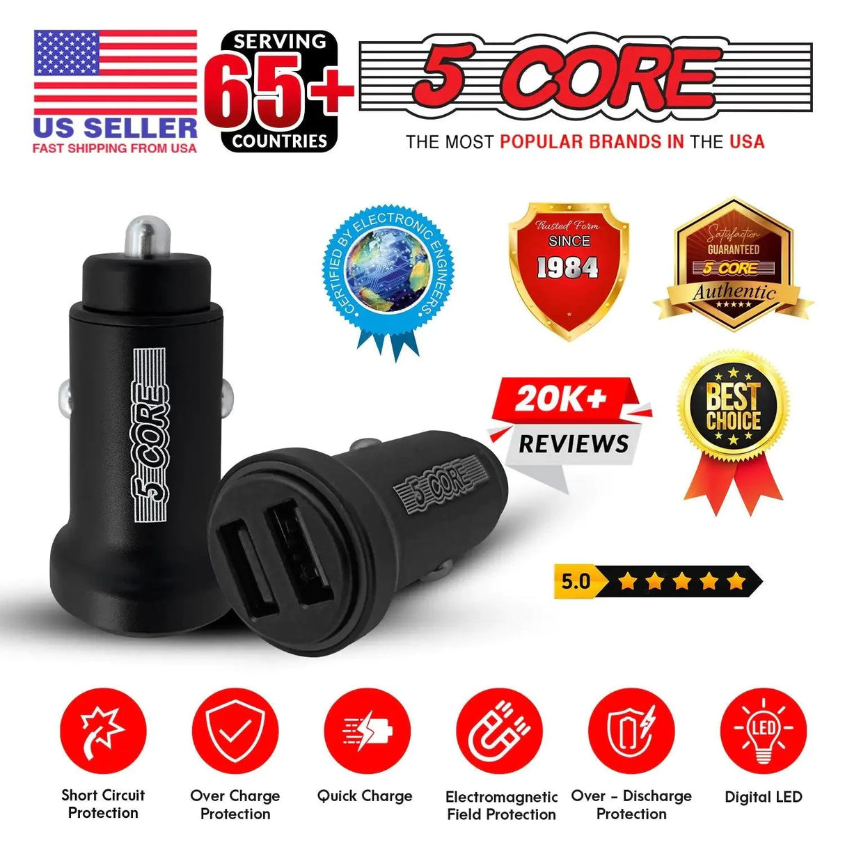 5Core SpeedCharge Car USB-C Adapter