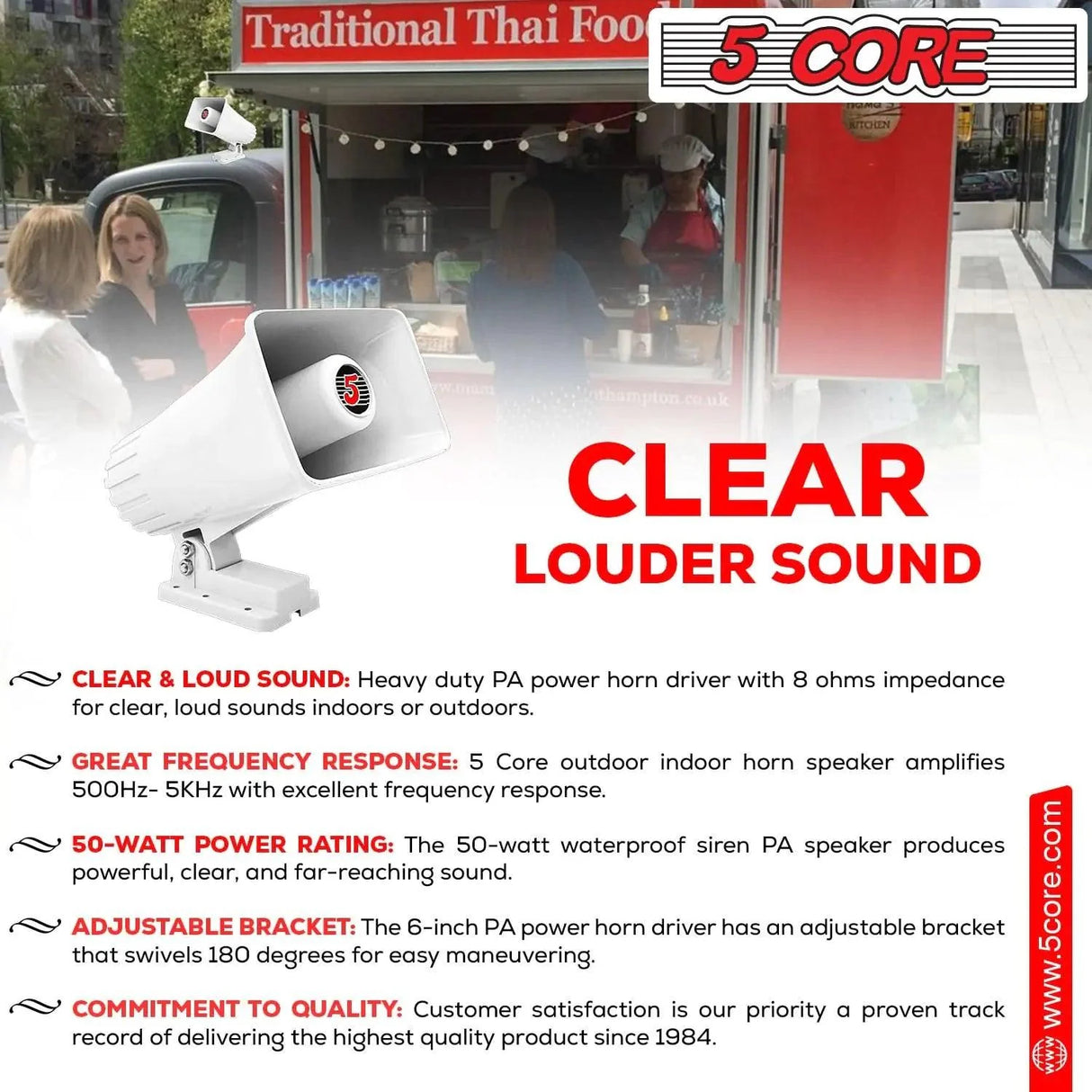 5Core Universal PA Horn Speaker 50W 6x4