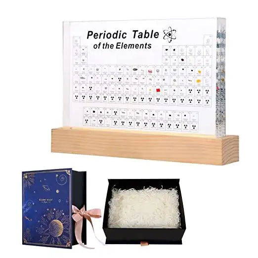 Periodic Table With 83 Kinds Of Real Elements Inside, Acrylic Periodic Table Of Elements Samples, Easy To Read, Creative Gifts For Science Lovers And Students - Lootquake