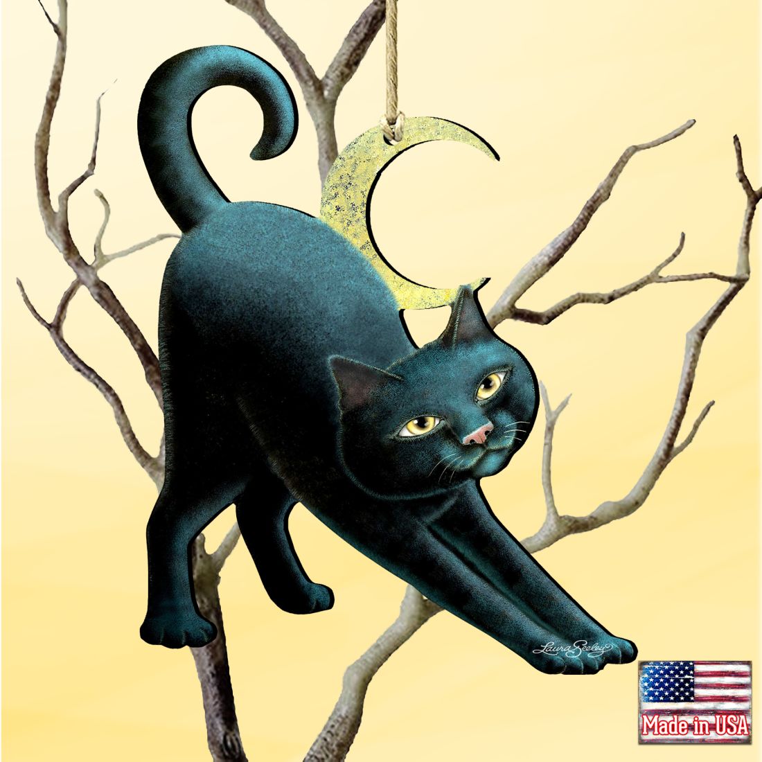 Adornos de madera de gato espeluznante para Halloween de Laura Seeley - Decoración de Halloween para Acción de Gracias - 8512054-LS