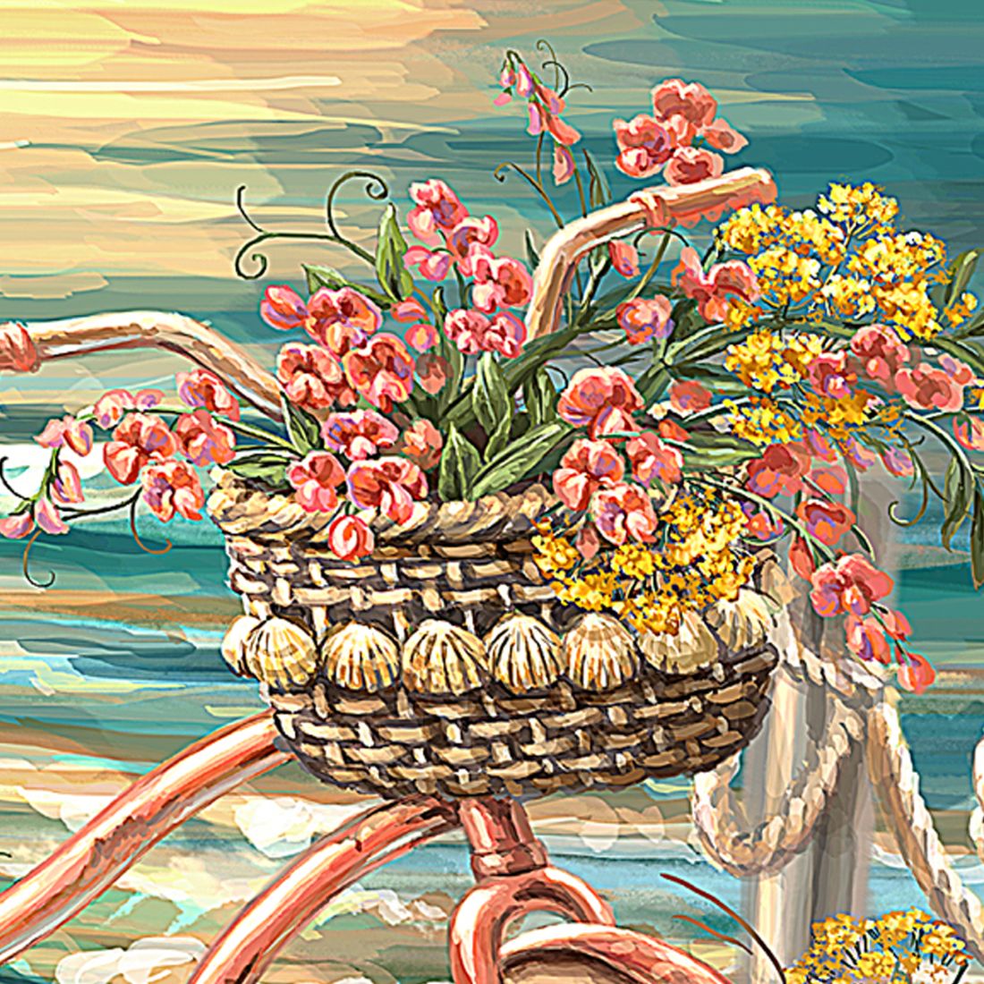 Bicycle by The Sea Wooden Coastal Wall Art by D. Gelsinger - Coastal Holiday Decor - 95651B-1555