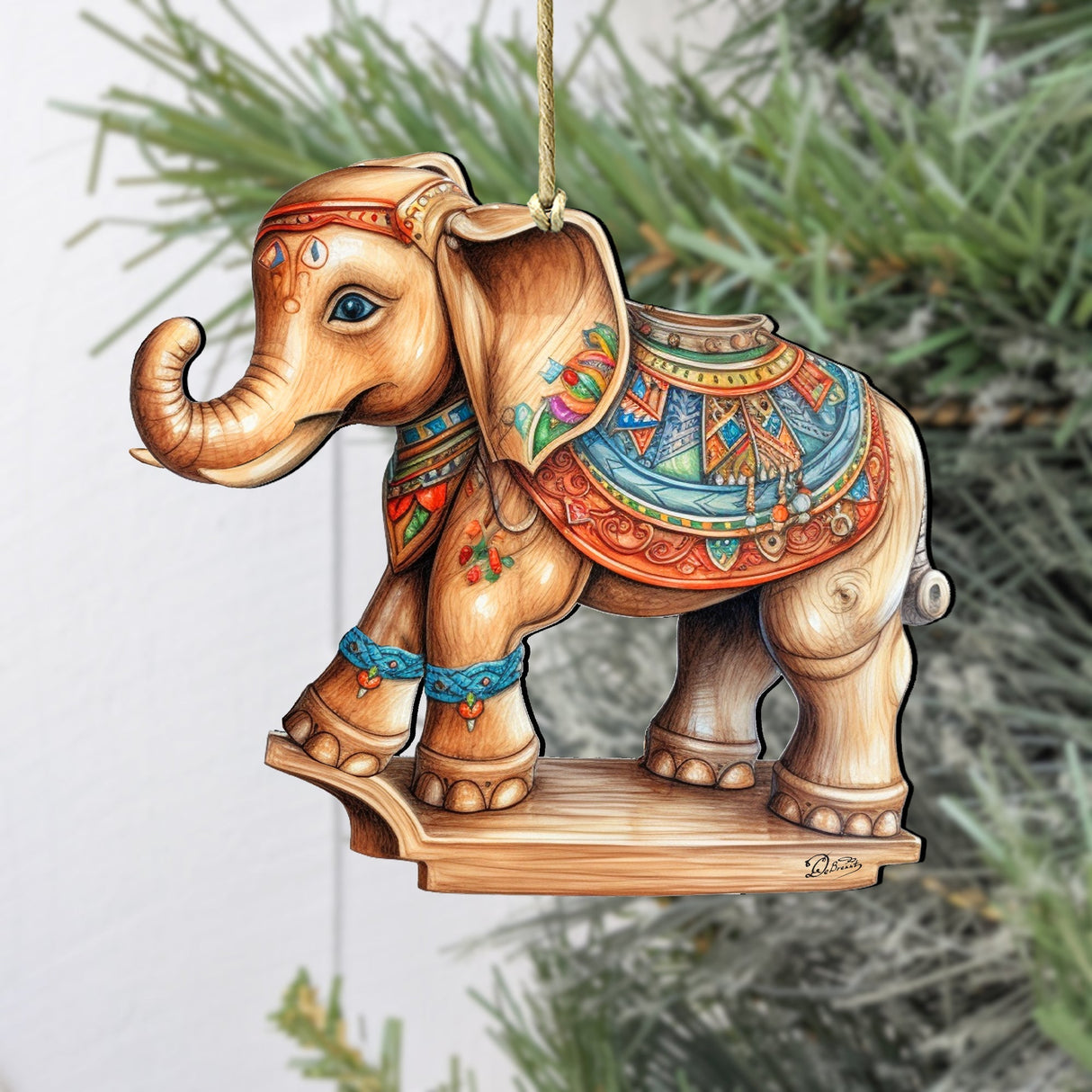 Carousel Elephant Wooden Ornaments by G. Debrekht - Christmas Decor - 8100192-1